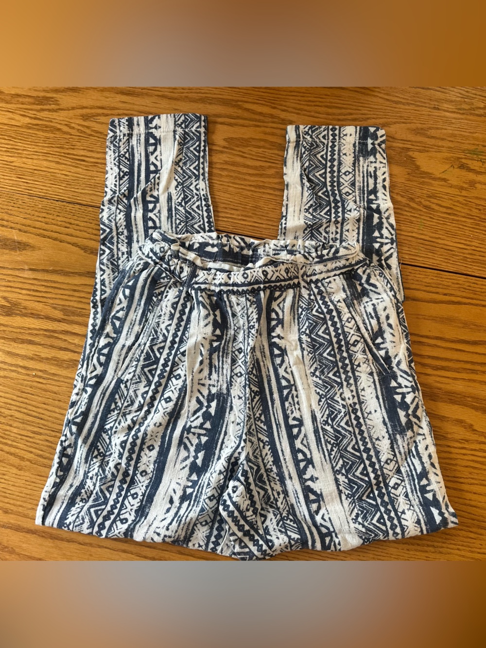 Boho Navy and White Aztec Print Pants XS